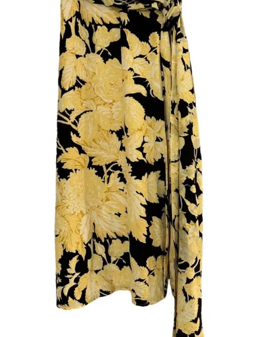 Stine Goya Yellow & Black Floral Wrap Midi Skirt Size XL - Picture 2 of 2